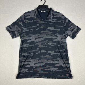 Travis Mathew Mens XXL Beachside Stealth Golf Polo Shirt Black Camo Palm Trees